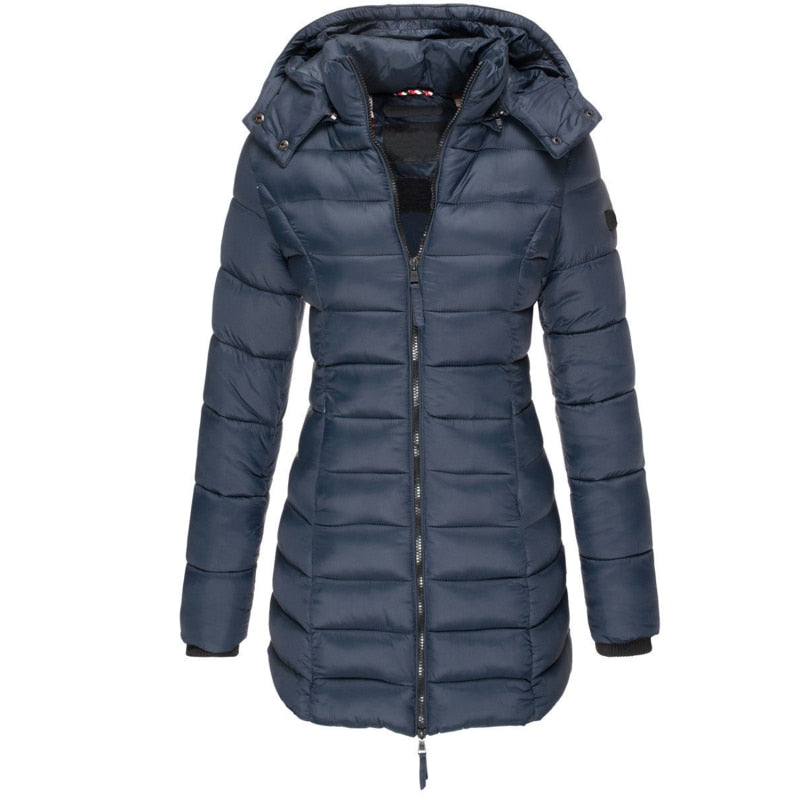 Abrigo acolchado de invierno con capucha para mujer