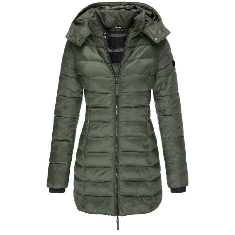 Abrigo acolchado de invierno con capucha para mujer