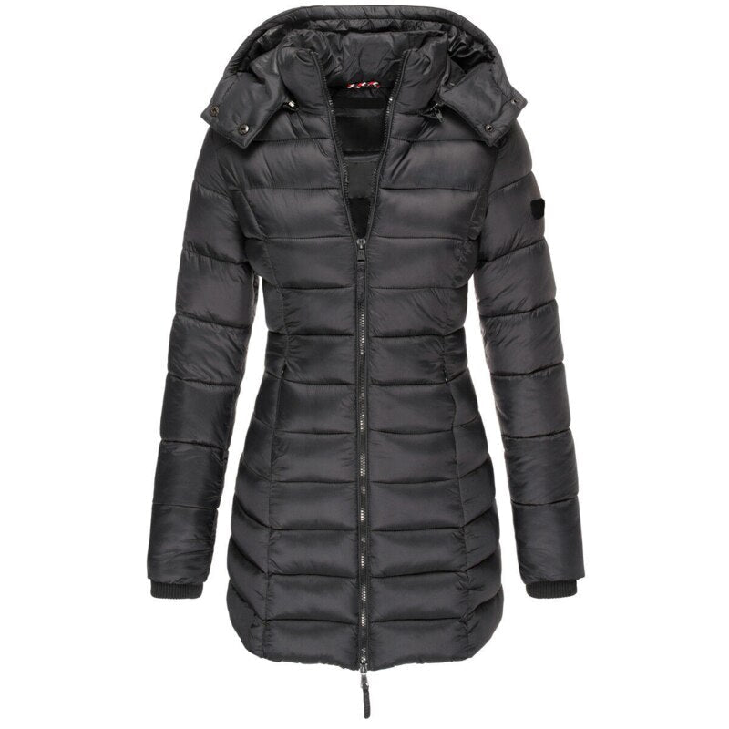 Abrigo acolchado de invierno con capucha para mujer