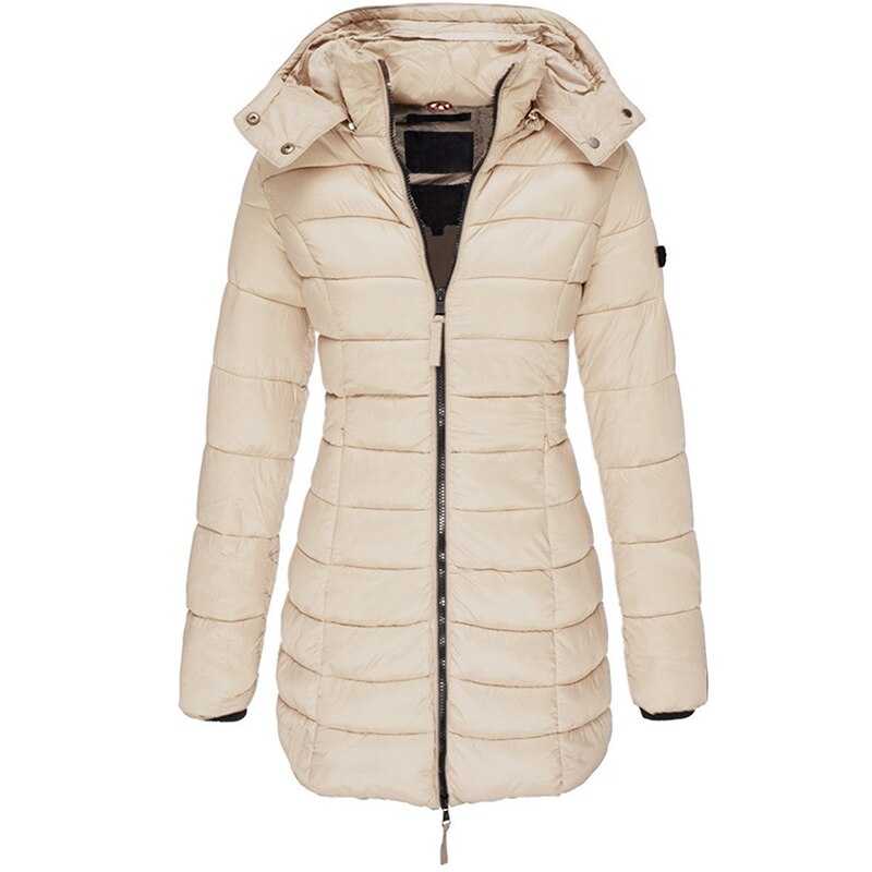 Abrigo acolchado de invierno con capucha para mujer