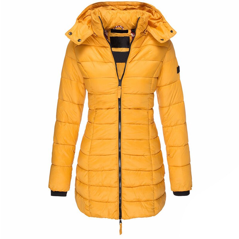 Abrigo acolchado de invierno con capucha para mujer