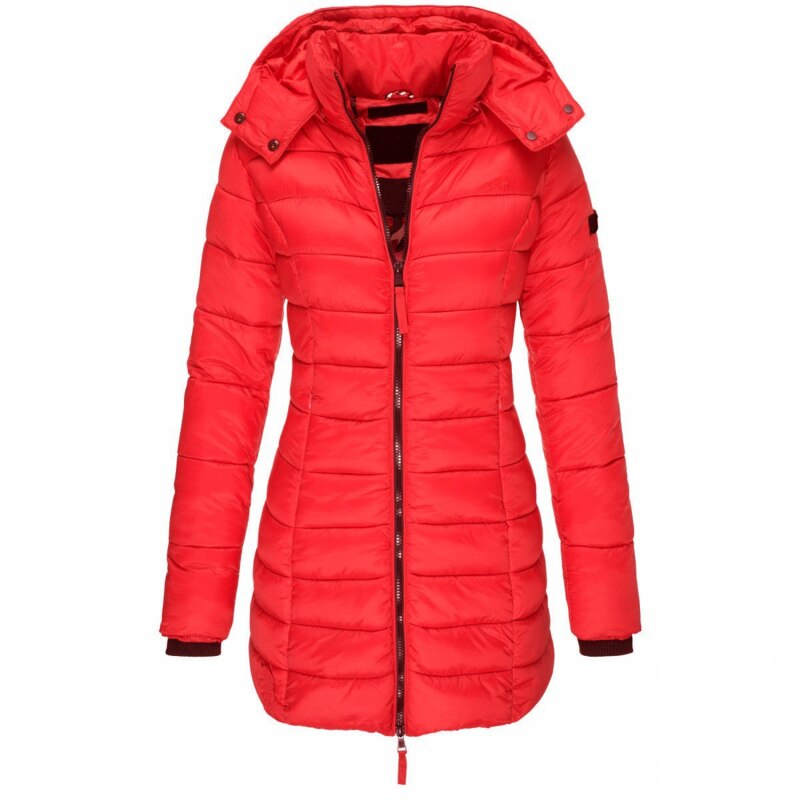 Abrigo acolchado de invierno con capucha para mujer
