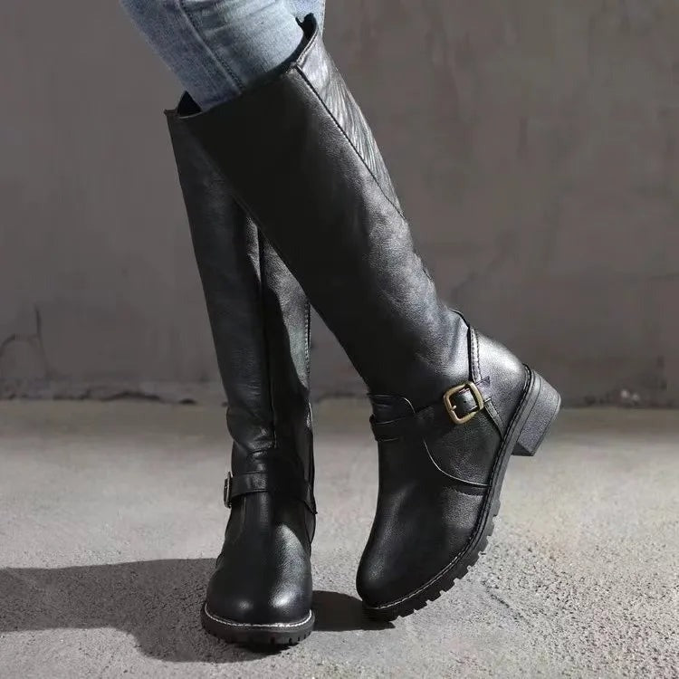 Botas altas hasta la rodilla con detalle de hebilla para mujer