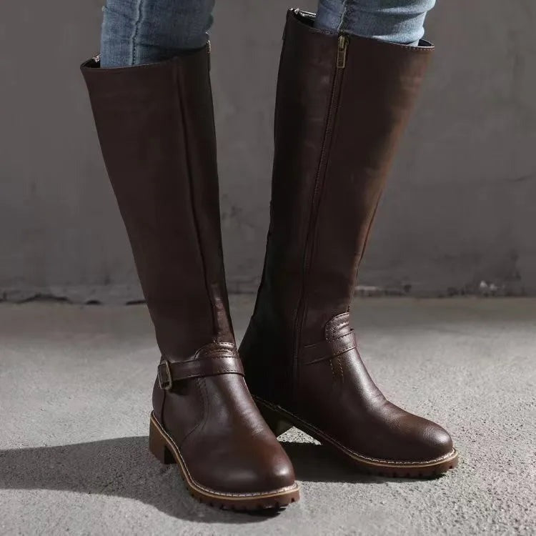 Botas altas hasta la rodilla con detalle de hebilla para mujer