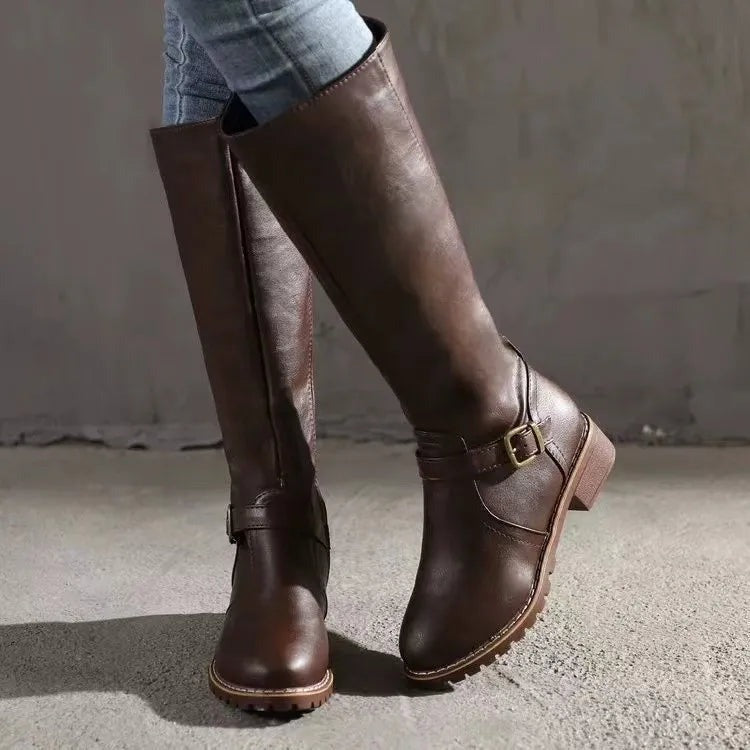 Botas altas hasta la rodilla con detalle de hebilla para mujer