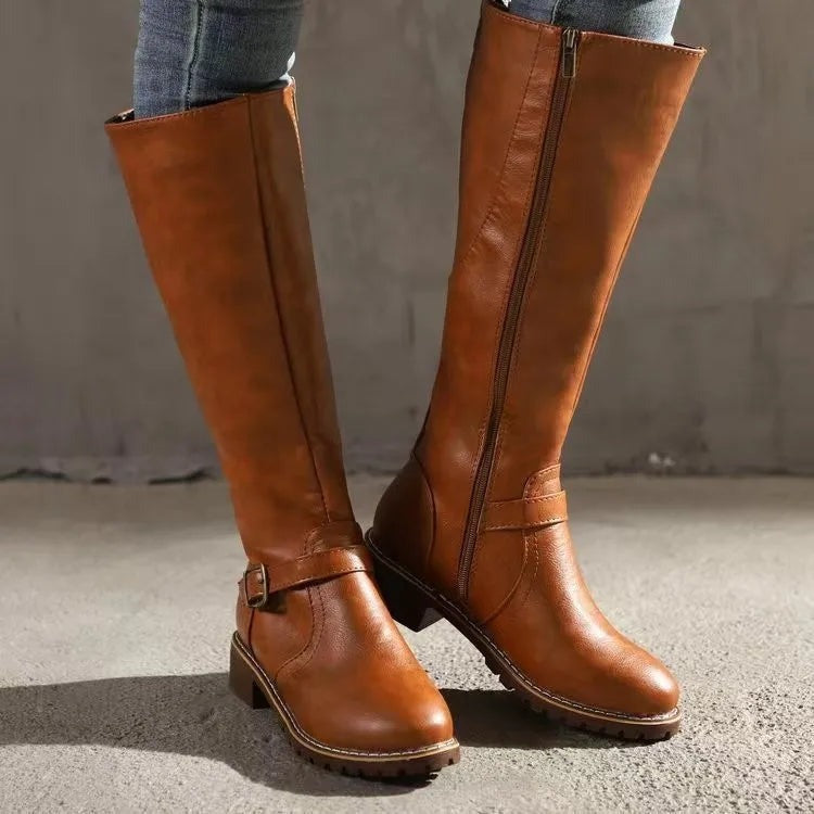 Botas altas hasta la rodilla con detalle de hebilla para mujer