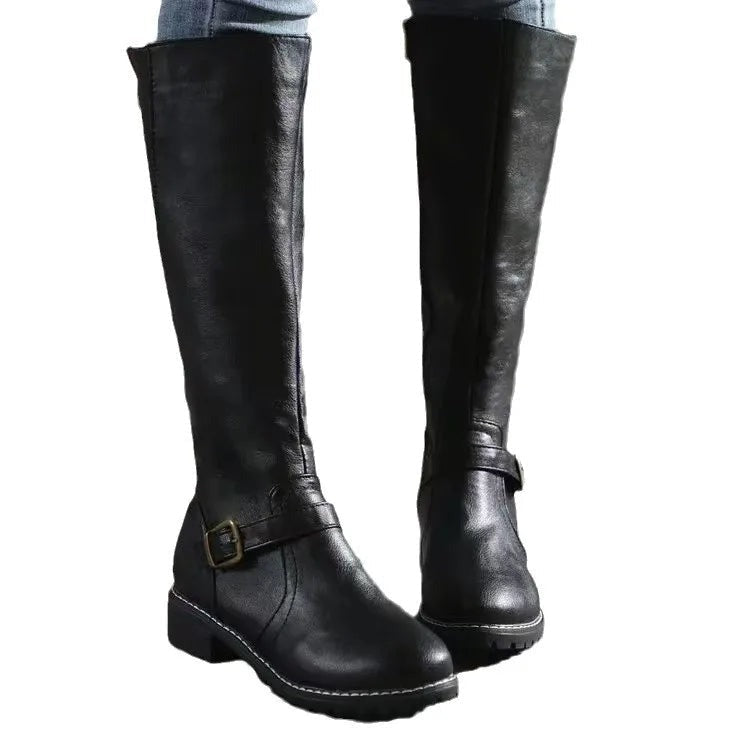 Botas altas hasta la rodilla con detalle de hebilla para mujer