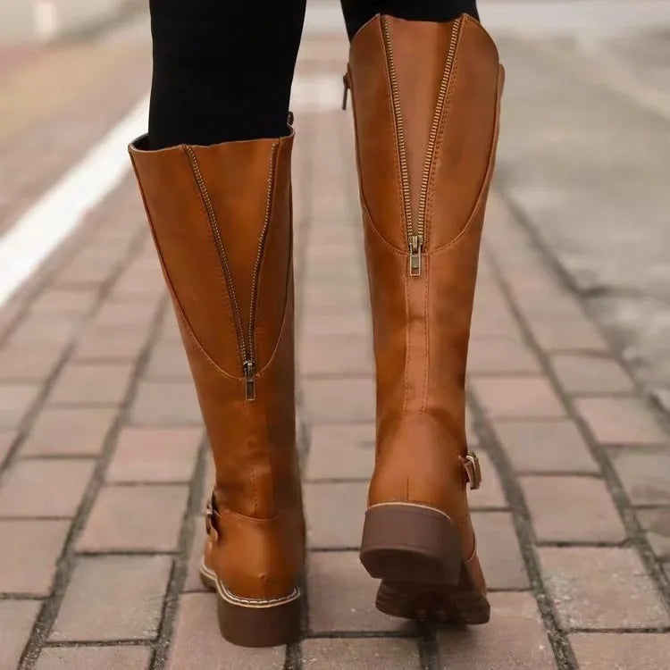 Botas altas hasta la rodilla con detalle de hebilla para mujer