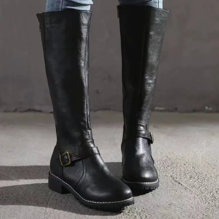 Botas altas hasta la rodilla con detalle de hebilla para mujer