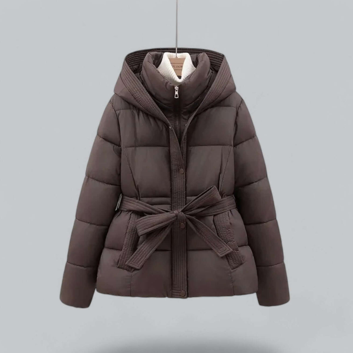 Abrigo acolchado de invierno con cinturón para mujer