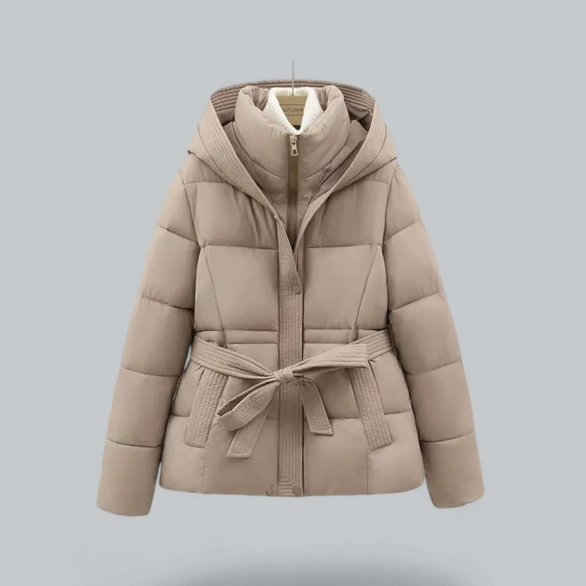 Abrigo acolchado de invierno con cinturón para mujer