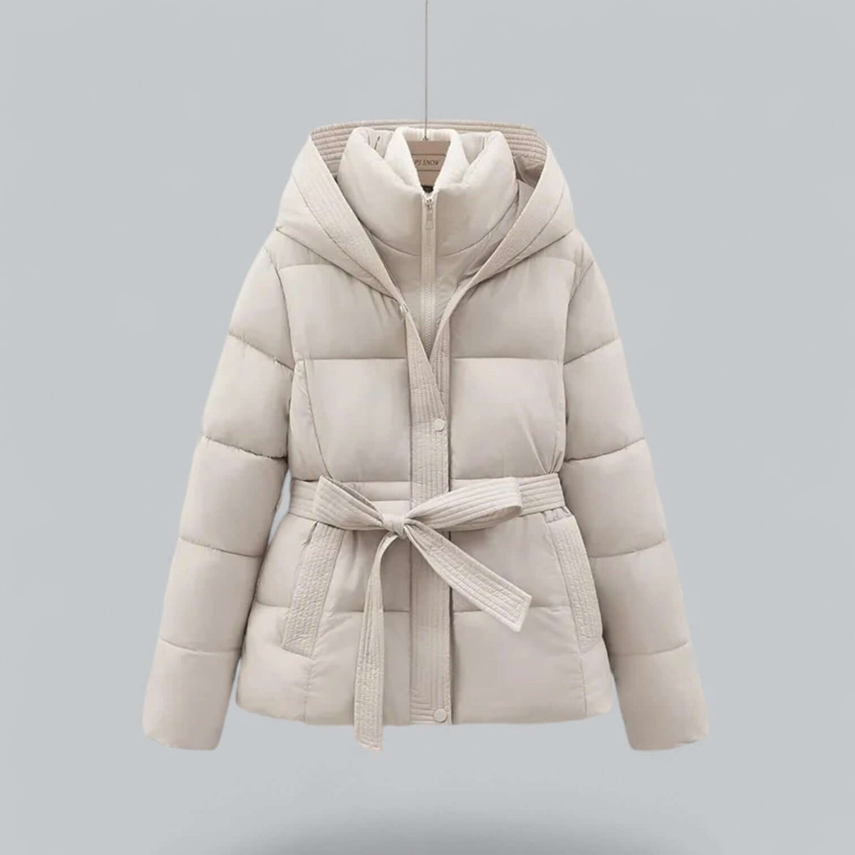 Abrigo acolchado de invierno con cinturón para mujer