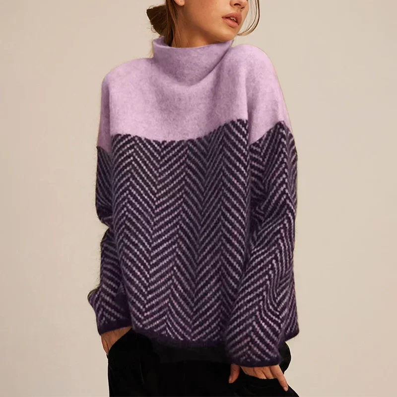 Jersey de cuello vuelto con dibujo de espiga