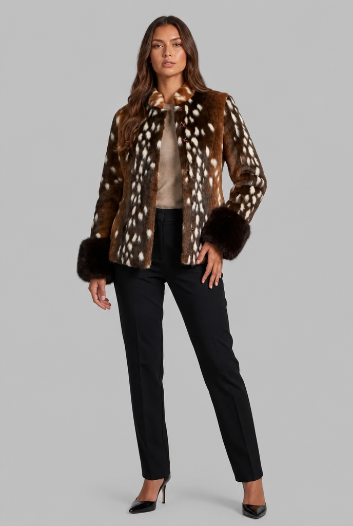 Chaqueta de pelo sintético con puños en contraste