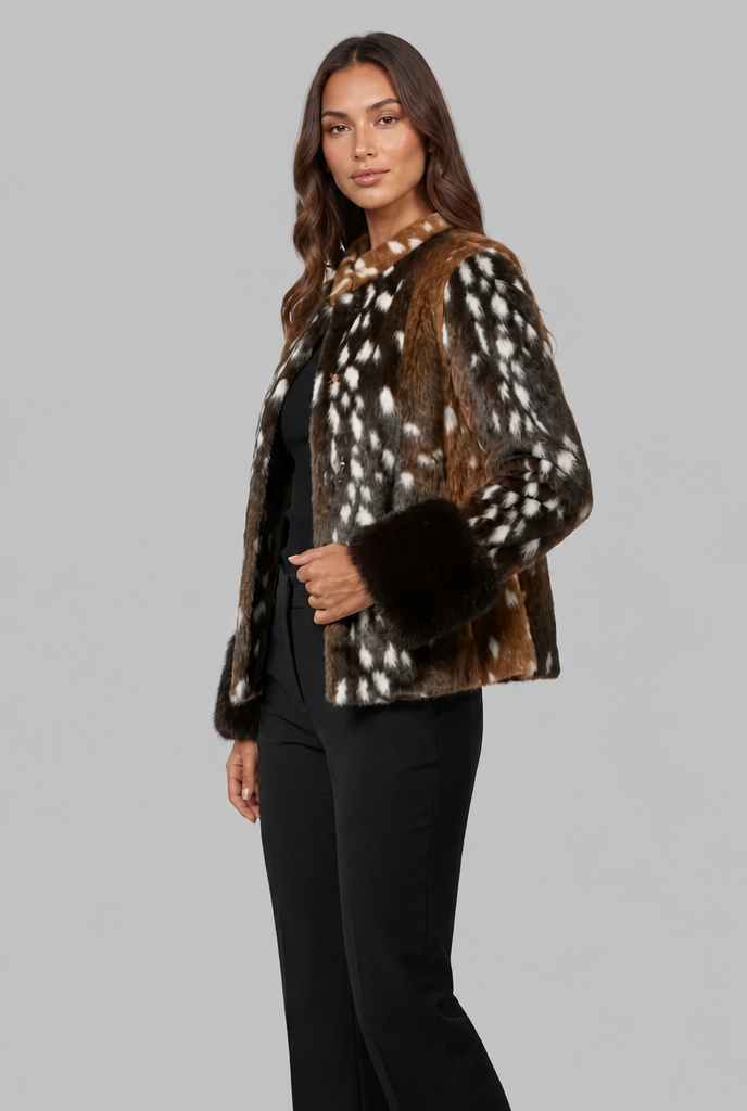 Chaqueta de pelo sintético con puños en contraste