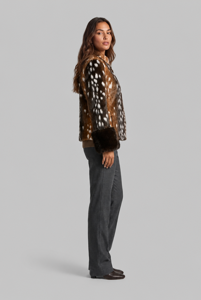 Chaqueta de pelo sintético con puños en contraste