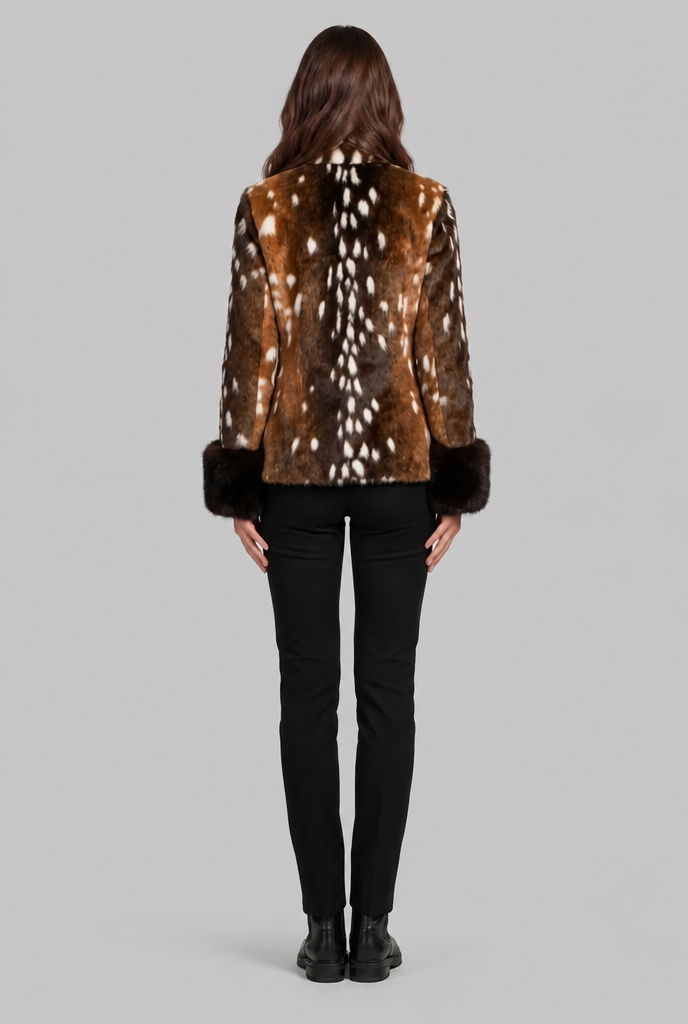 Chaqueta de pelo sintético con puños en contraste