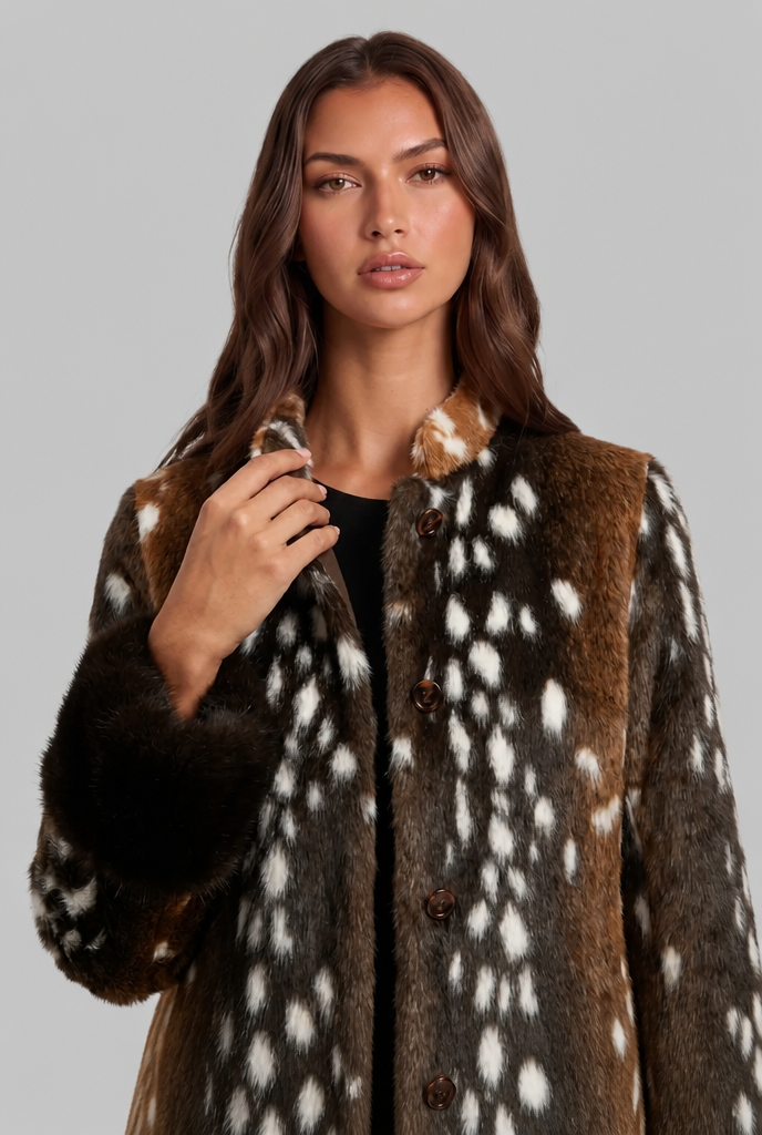 Chaqueta de pelo sintético con puños en contraste