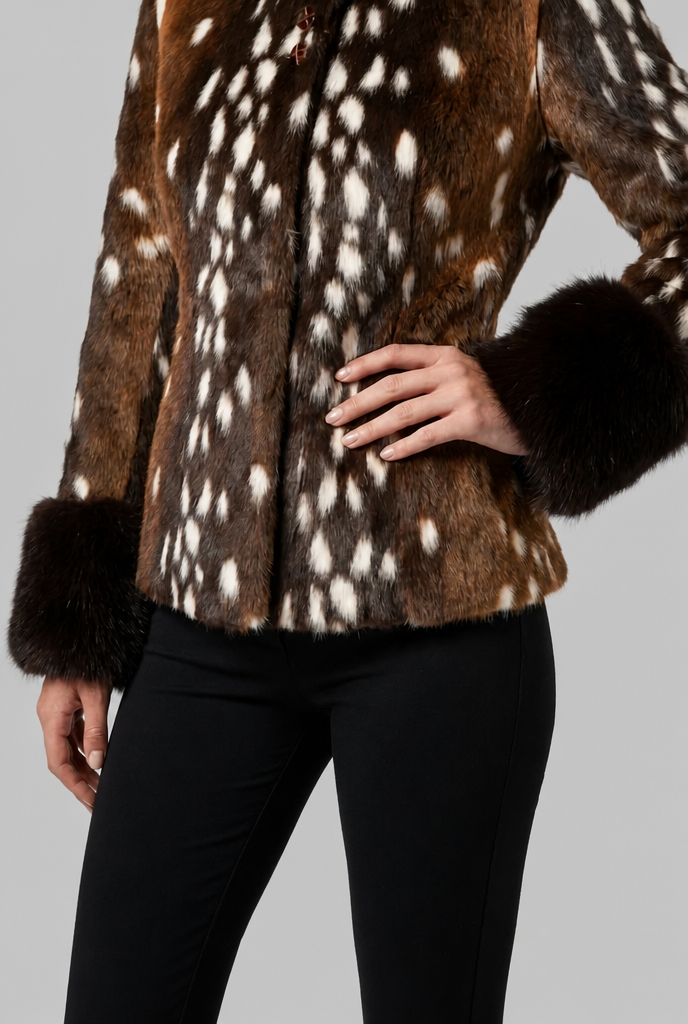 Chaqueta de pelo sintético con puños en contraste