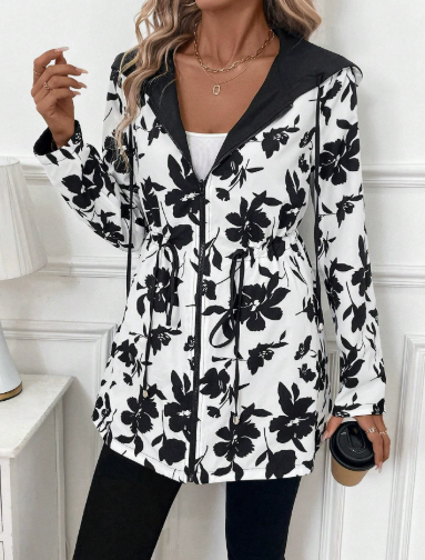 Abrigo largo reversible con cara de estampado de leopardo
