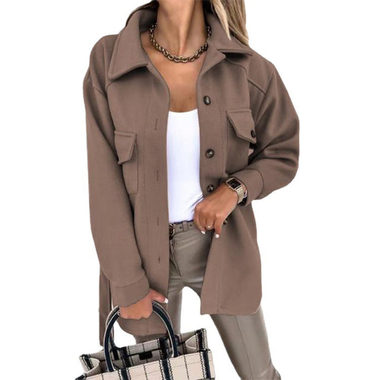 Chaqueta cortavientos informal con botones para mujer