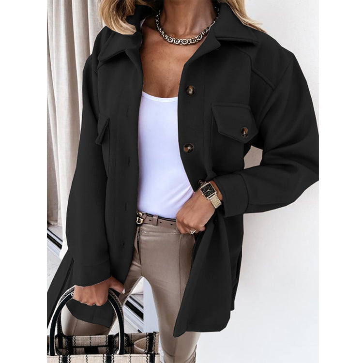 Chaqueta cortavientos informal con botones para mujer