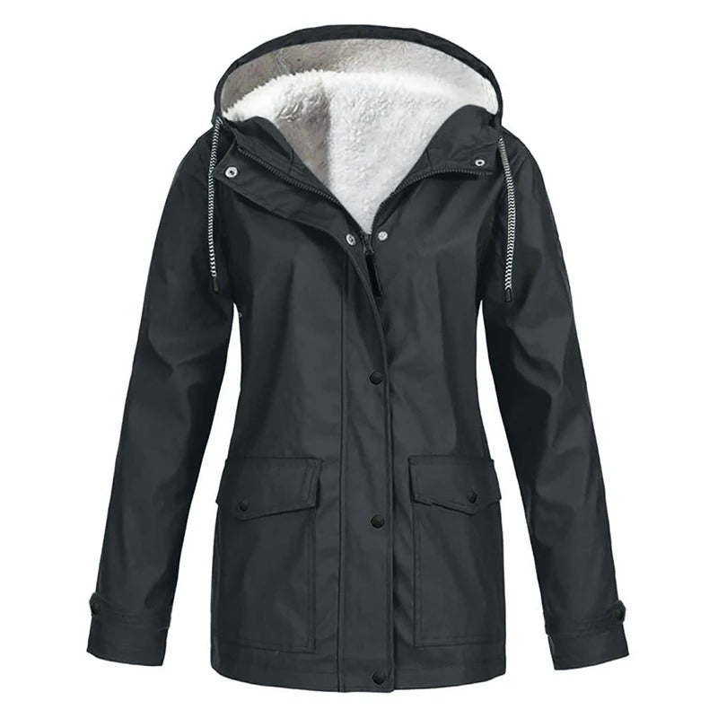 Chaqueta impermeable elegante con forro acogedor para mujer
