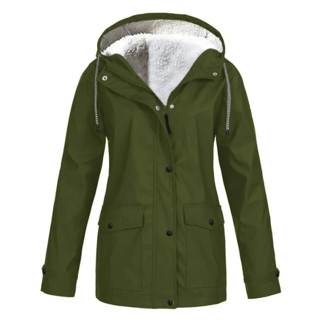 Chaqueta impermeable elegante con forro acogedor para mujer