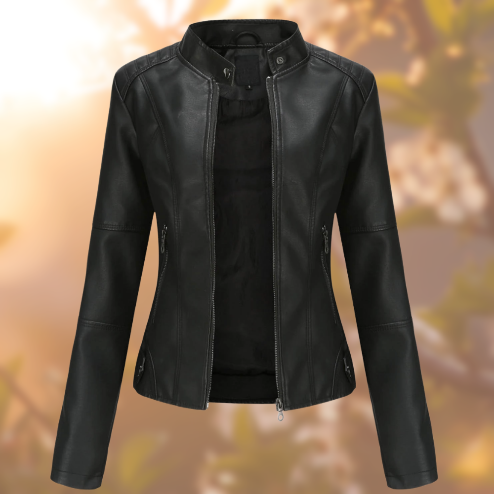 Chaqueta de cuero clásica para mujer