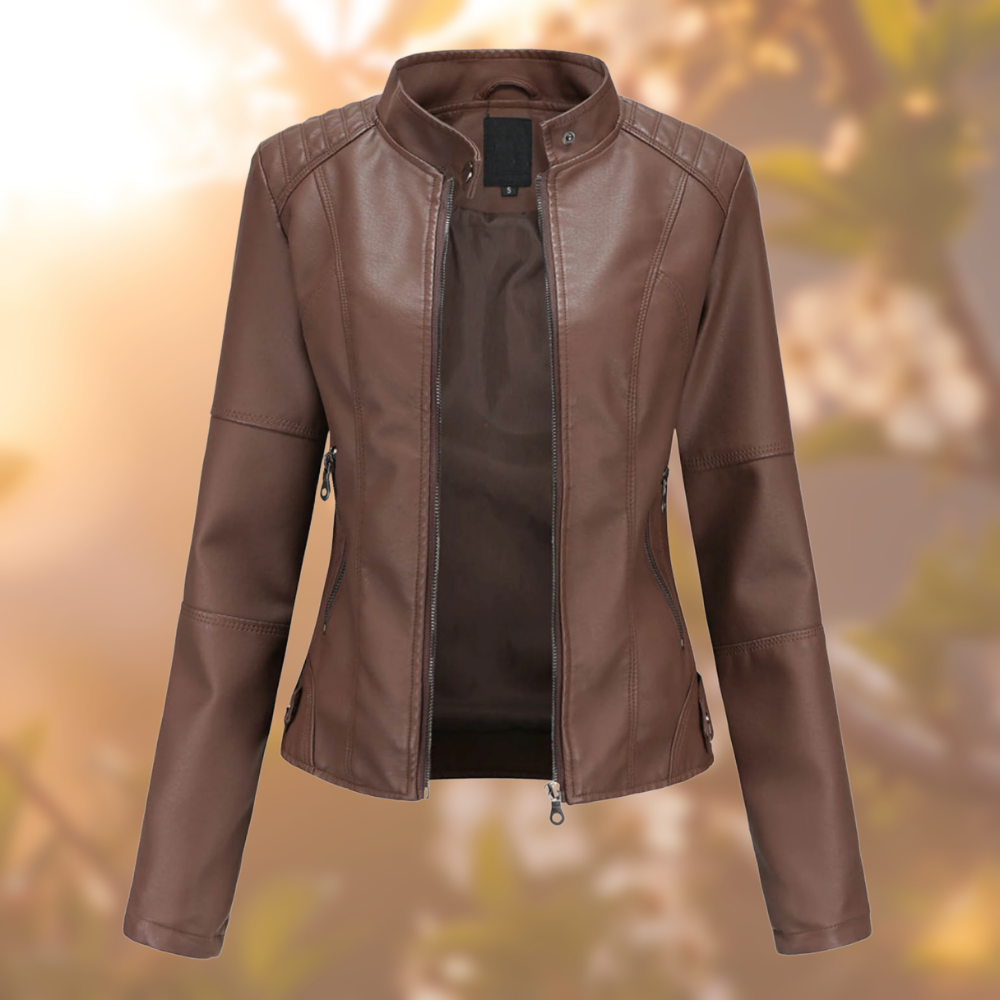 Chaqueta de cuero clásica para mujer