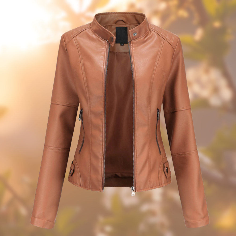 Chaqueta de cuero clásica para mujer