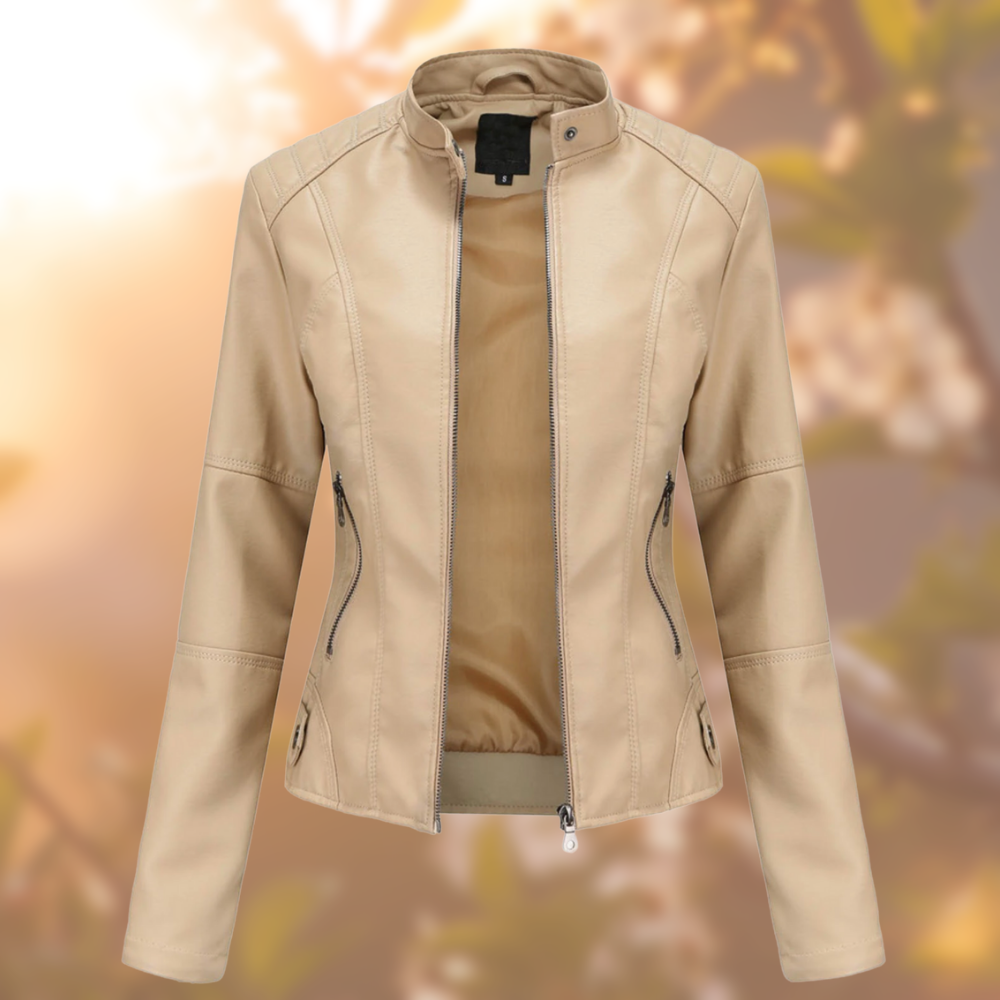 Chaqueta de cuero clásica para mujer