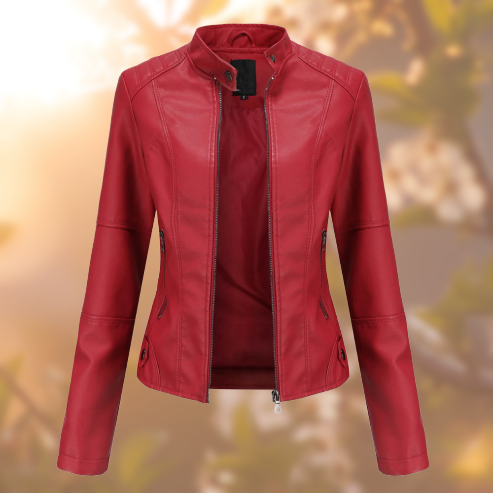 Chaqueta de cuero clásica para mujer