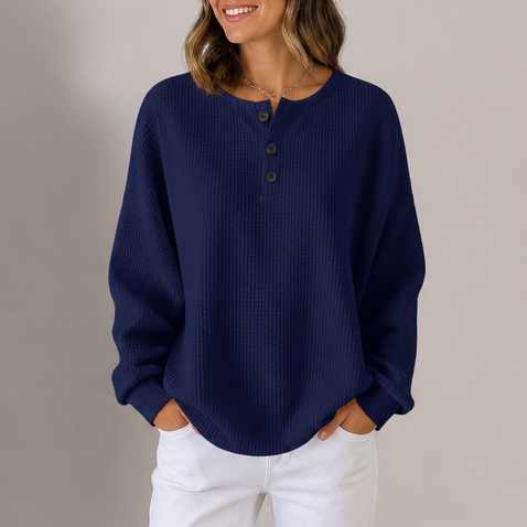 Sudadera henley de punto gofre
