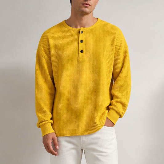 Sudadera henley de punto gofre