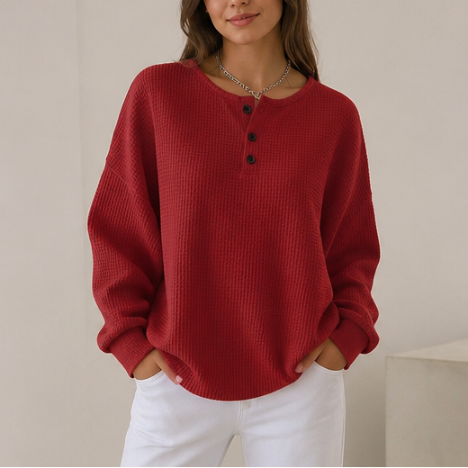 Sudadera henley de punto gofre