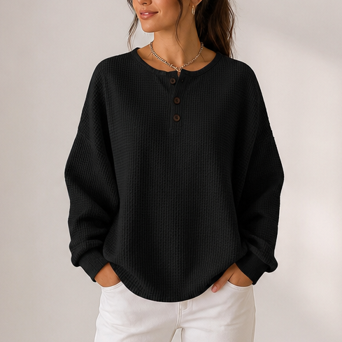 Sudadera henley de punto gofre