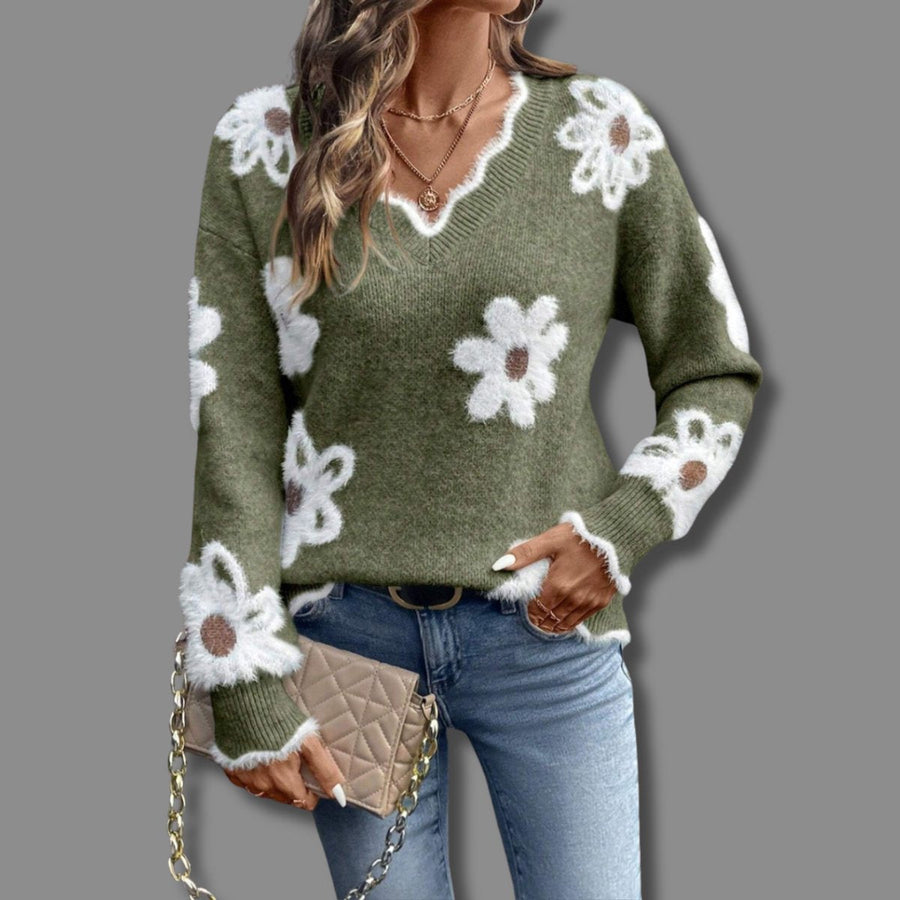 Jersey de punto con estampado de margaritas