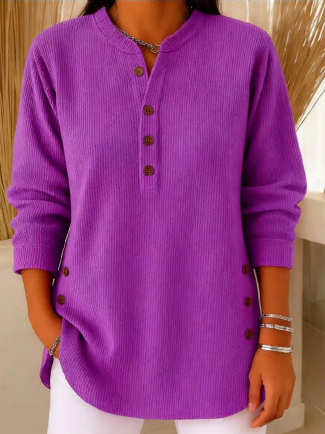 Túnica acanalada con cuello henley