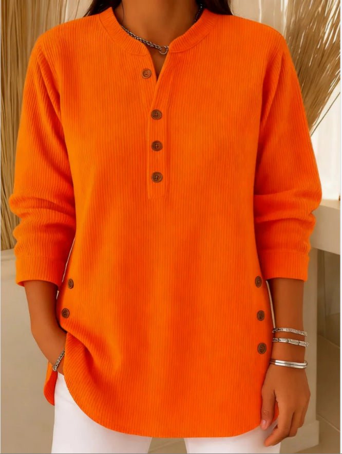 Túnica acanalada con cuello henley