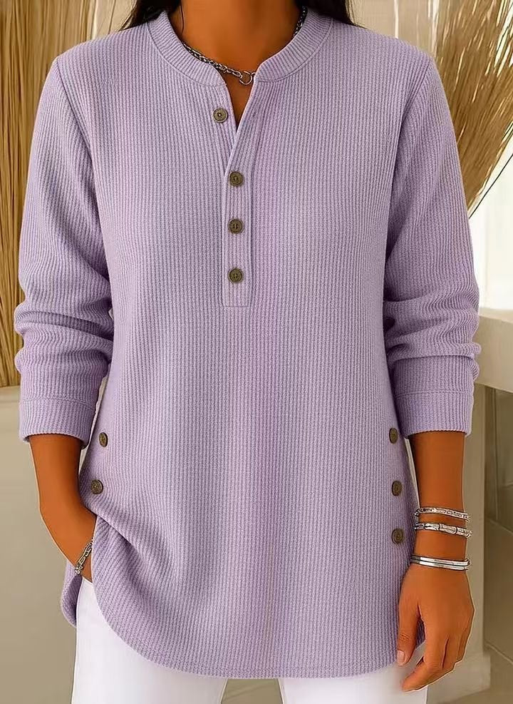 Túnica acanalada con cuello henley