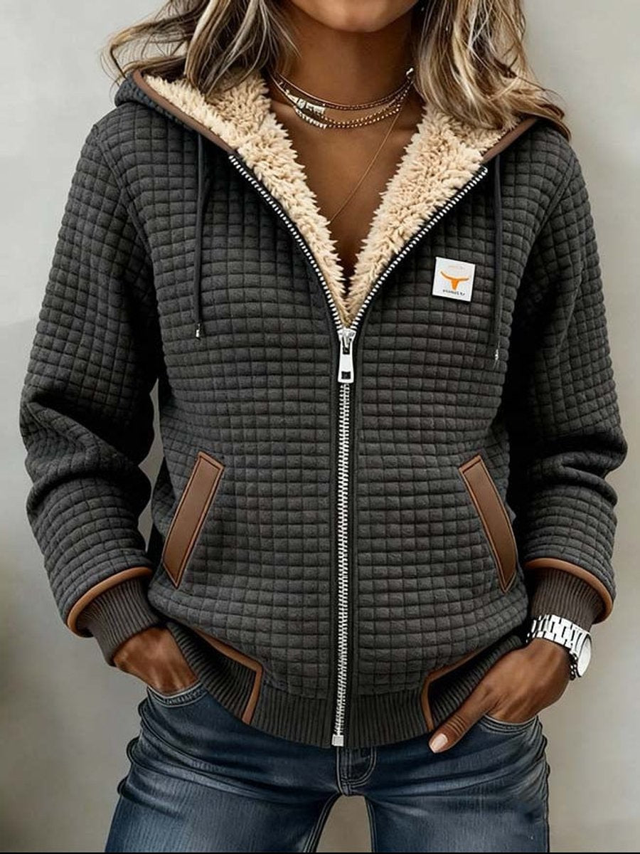 Chaqueta acolchada con cremallera y capucha con cordón