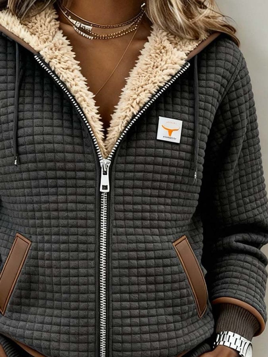Chaqueta acolchada con cremallera y capucha con cordón