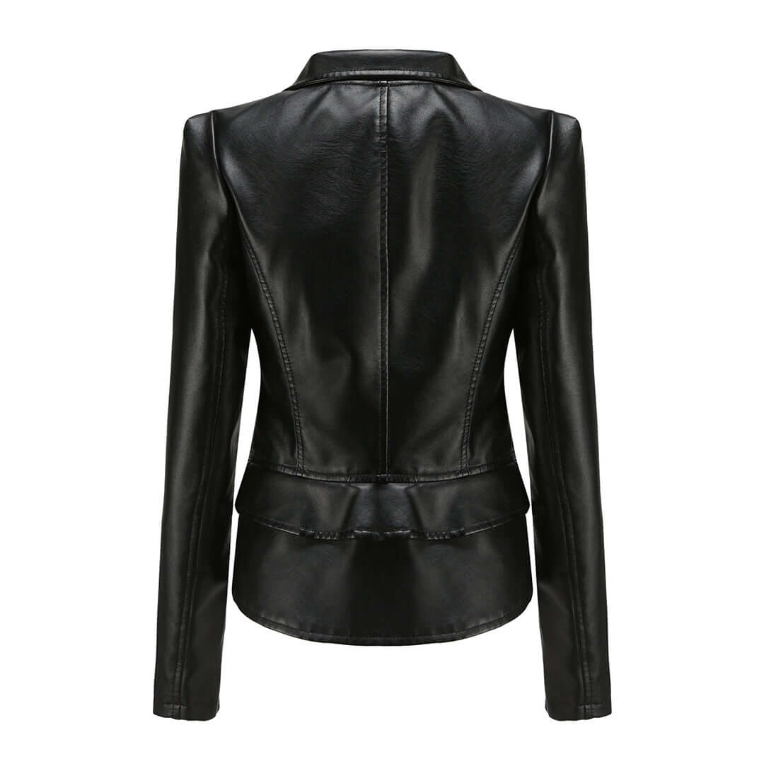Chaqueta de cuero chic con detalle de doble cremallera para mujer